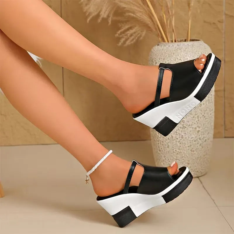 Women's Open Toe Wedge Slide Sandals