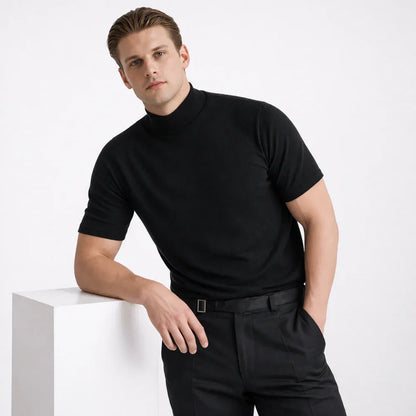 Men’s Short-Sleeve Mock Neck Knit T-Shirt