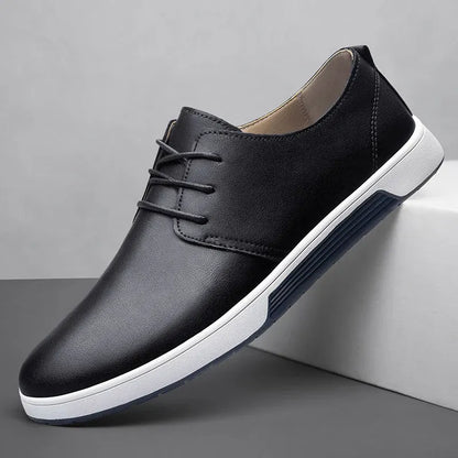 Men’s Casual Leather-Look Lace-Up Sneakers
