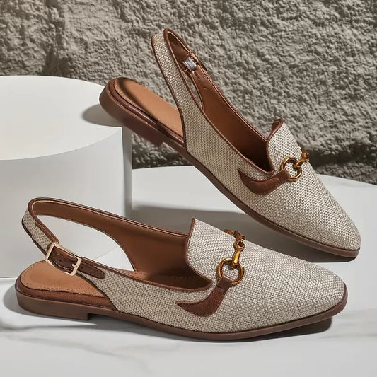 Women’s Woven Slingback Loafer Flats with Bit Detail