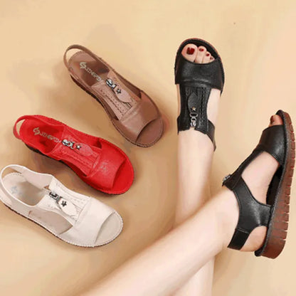 Women’s Leather-Look Open-Toe Comfort Sandals