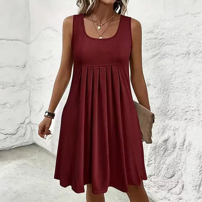Women's Sleeveless Pleated Swing Dress