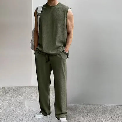 Men's Sleeveless Ribbed Lounge Set