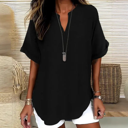 Women’s Loose Fit Short Sleeve V-Neck Top