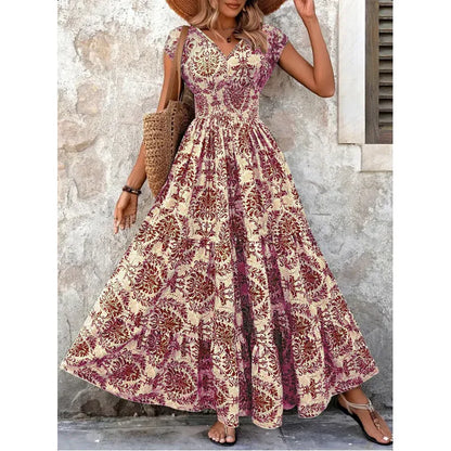Women’s Floral Smocked Waist Maxi Dress