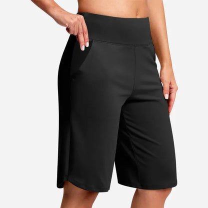 Women’s High-Waisted Knee-Length Pocket Shorts