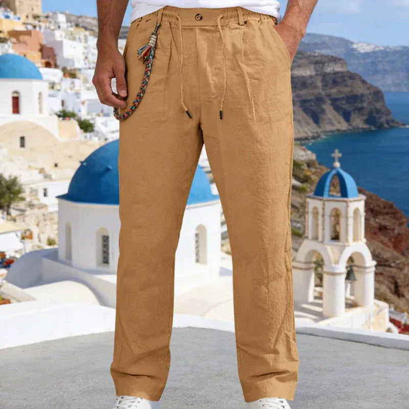 Men’s Casual Linen-Look Drawstring Pants