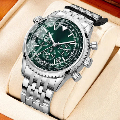 Men’s Chronograph-Style Stainless Steel Bracelet Watch