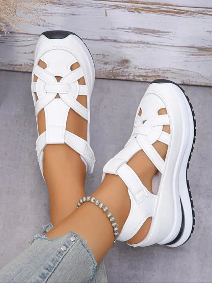 Women’s Cutout Hook-and-Loop Wedge Sneakers