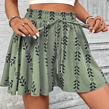 Women's Printed High-Waisted Flowy Skort