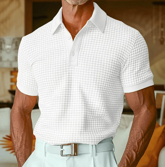 Men's Textured Short-Sleeve Polo Shirt