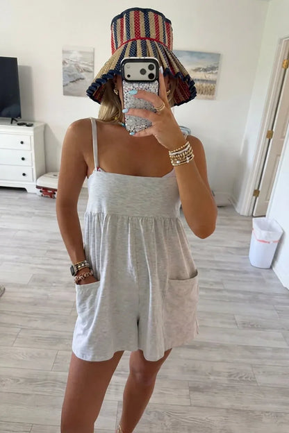 Women's Square Neck Pocket Romper