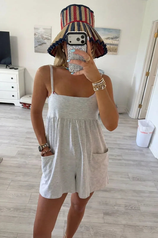 Women's Square Neck Pocket Romper