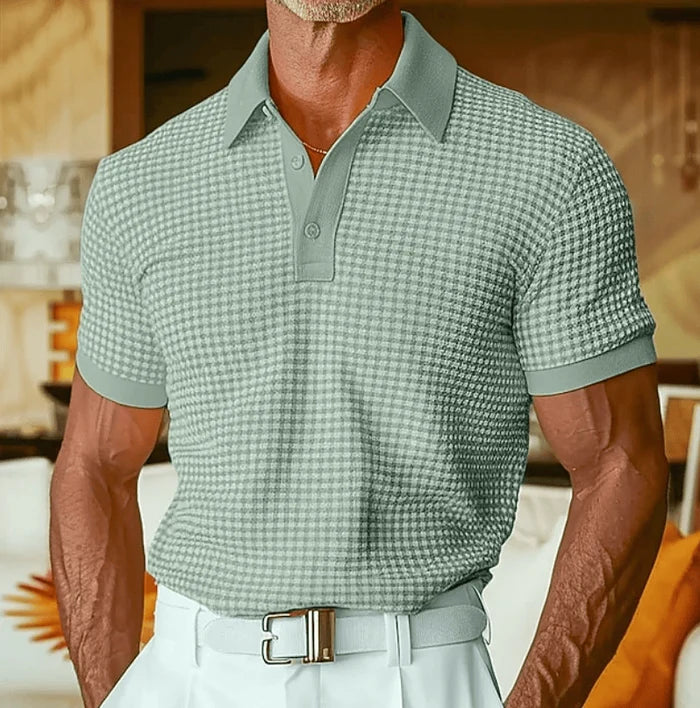 Men's Textured Short-Sleeve Polo Shirt