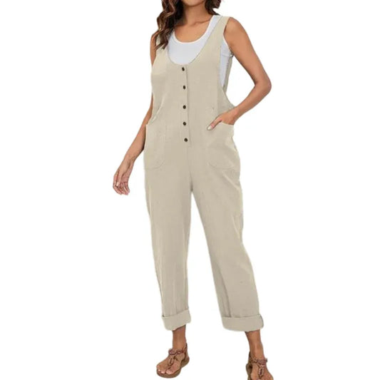 Women’s Relaxed Sleeveless Button Jumpsuit