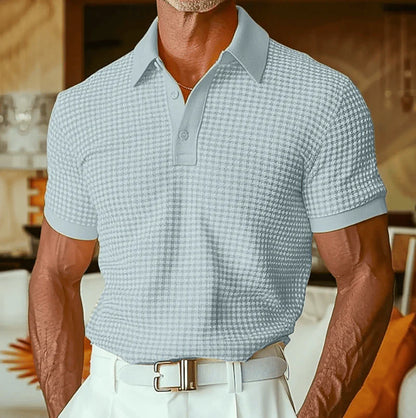 Men's Textured Short-Sleeve Polo Shirt