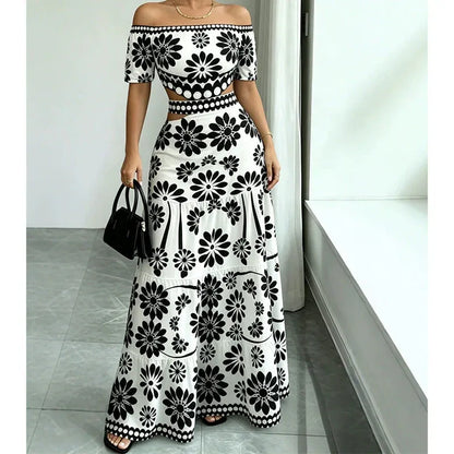 Women's Off-Shoulder Floral Cutout Maxi Dress