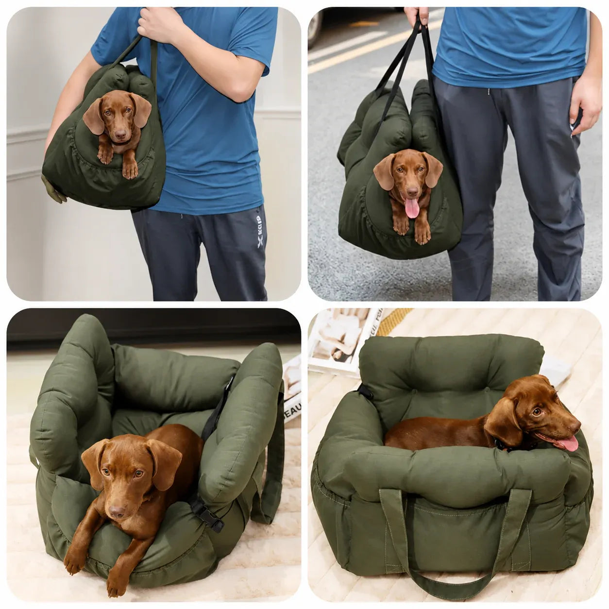 Portable Dog Car Seat Carrier Bed