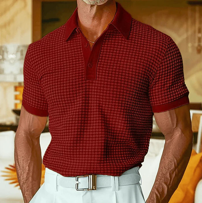 Men's Textured Short-Sleeve Polo Shirt