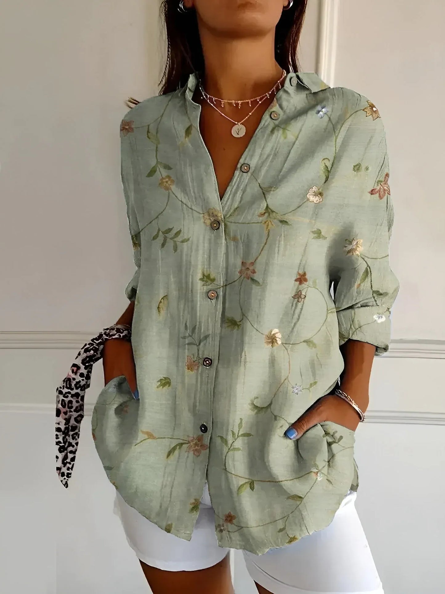 Women's Floral Button-Up Blouse