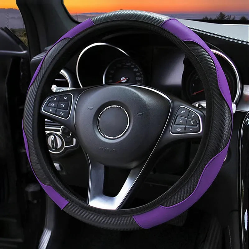 Carbon-Style Car Steering Wheel Cover