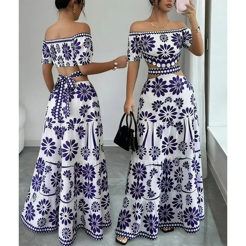 Women's Off-Shoulder Floral Cutout Maxi Dress