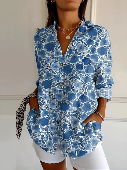 Women's Floral Button-Up Blouse