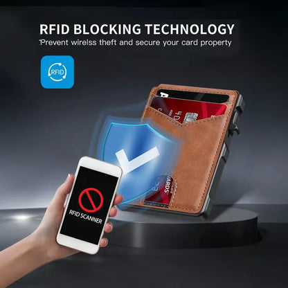 Slim RFID Pop-Up Card Wallet with Money Clip