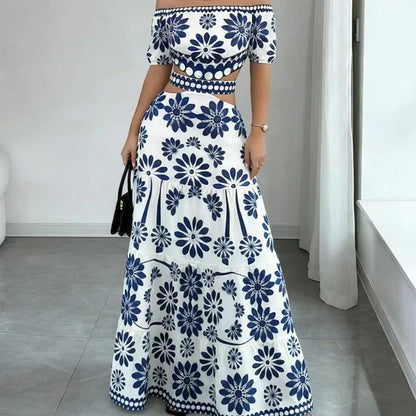 Women's Off-Shoulder Floral Cutout Maxi Dress