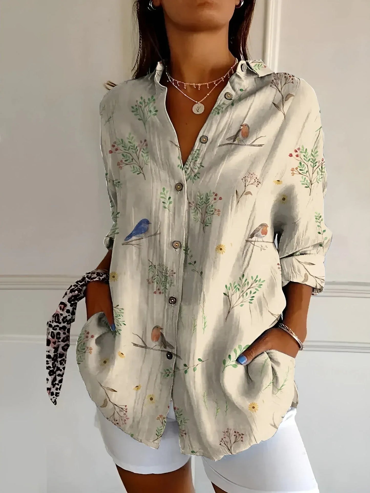 Women's Floral Button-Up Blouse