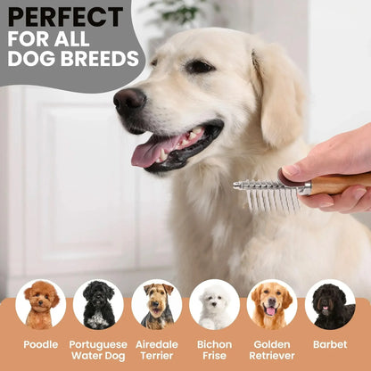 Dog Dematting Brush & Undercoat Rake for Tangles & Mats