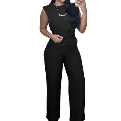 Women’s Sleeveless Crop Top & Wide-Leg Pants Set