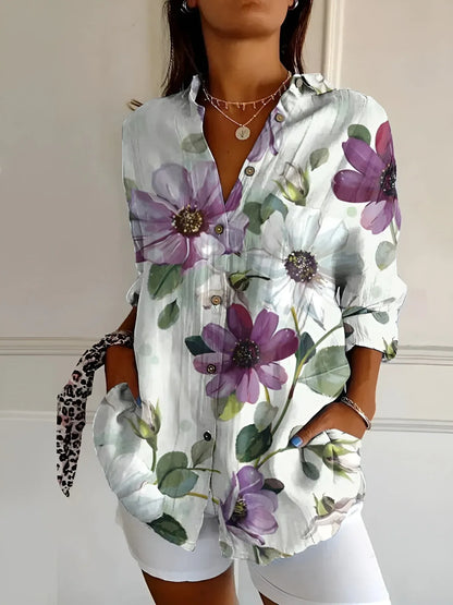 Women's Floral Button-Up Blouse