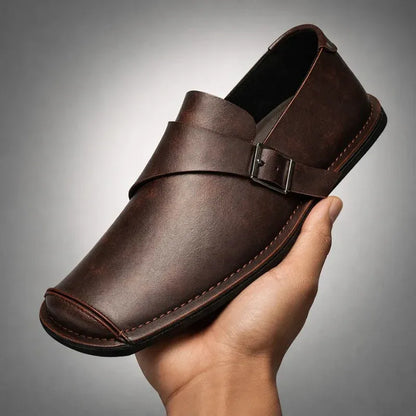Men’s Leather-Look Buckle Loafers