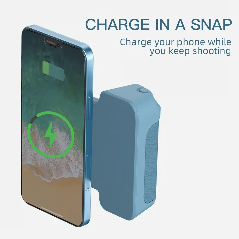 Magnetic Wireless Charging Camera Grip with Bluetooth Shutter