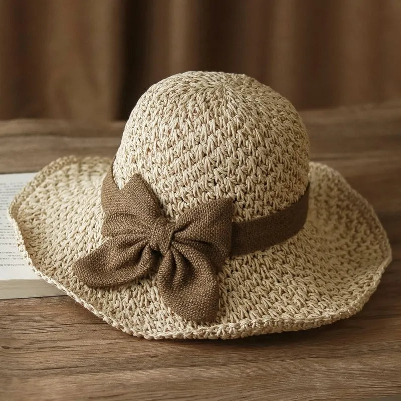 Women’s Straw Sun Hat with Bow Lightweight Breathable Summer Hat