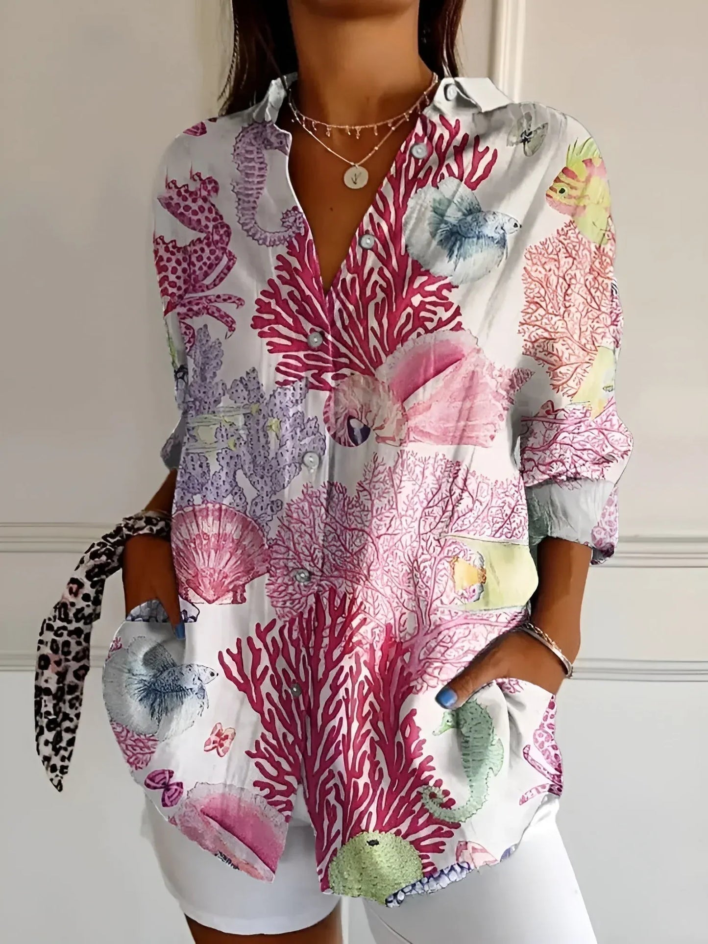 Women's Floral Button-Up Blouse