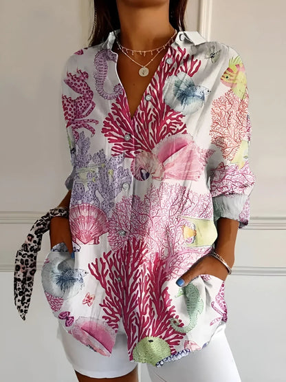 Women's Floral Button-Up Blouse