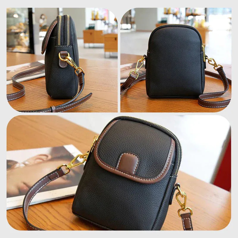 Women’s Leather-Look Double-Zip Crossbody Bag