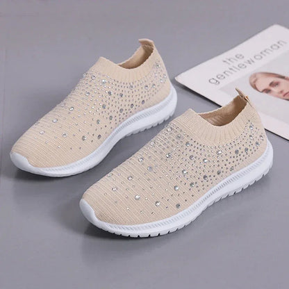 Women’s Rhinestone Knit Slip-On Sneakers