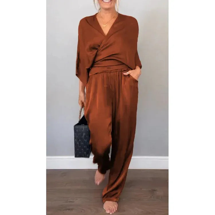 Women’s Wrap-Front Wide-Leg Jumpsuit