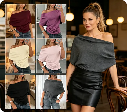 Women’s Draped Off-Shoulder Batwing Top