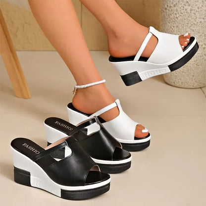 Women's Open Toe Wedge Slide Sandals