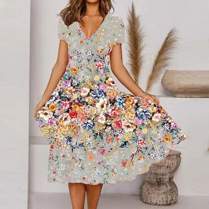 Women’s Floral V-Neck Midi Dress