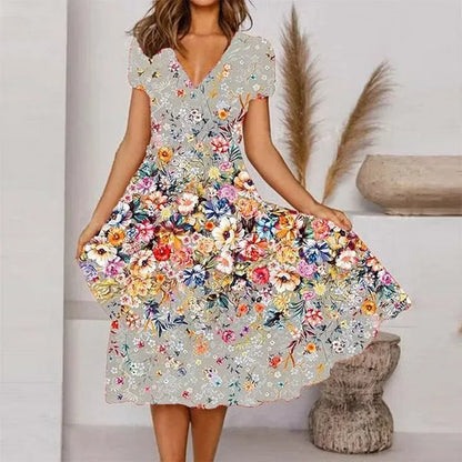 Women’s Floral V-Neck Midi Dress