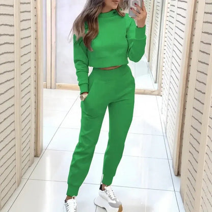 Women’s Slim Fit Cropped Sweatshirt and Jogger Set