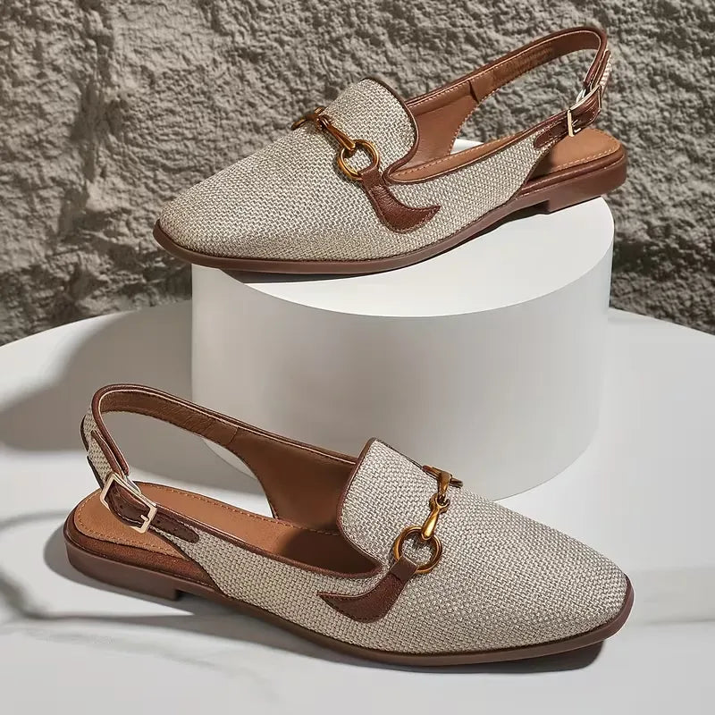 Women’s Woven Slingback Loafer Flats with Bit Detail