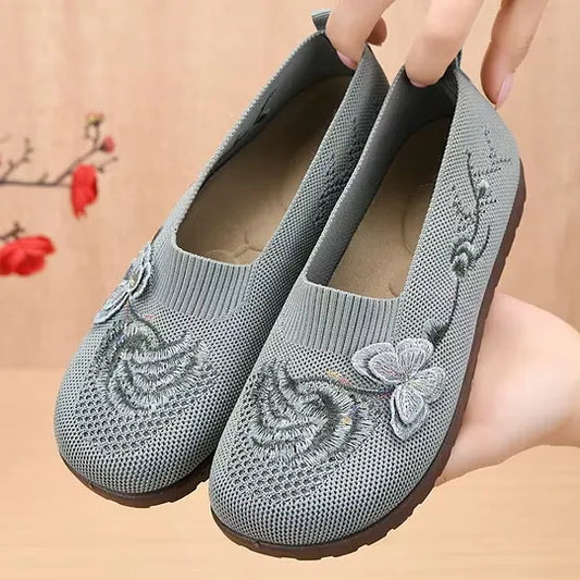 Women's Butterfly Embroidered Knit Loafers