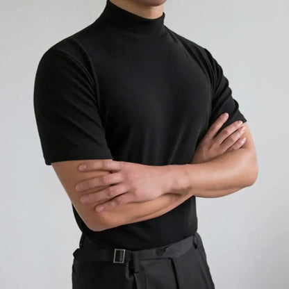 Men’s Short-Sleeve Mock Neck Knit T-Shirt