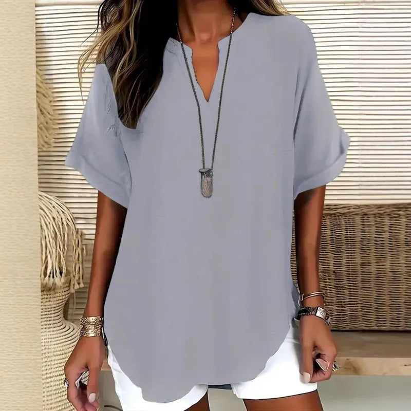 Women’s Loose Fit Short Sleeve V-Neck Top